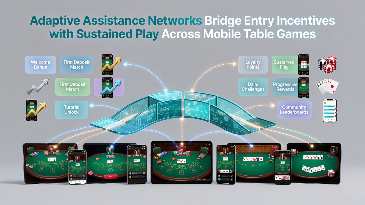Illustration von mobilen Schnittstellen die Tischspiele und Sportprognosen über adaptive Netzwerke verbinden